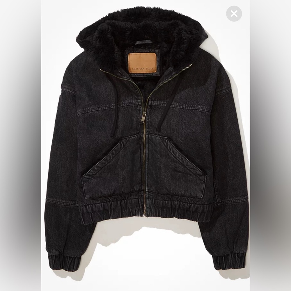 American Eagle denim fur lined bomber sized medium